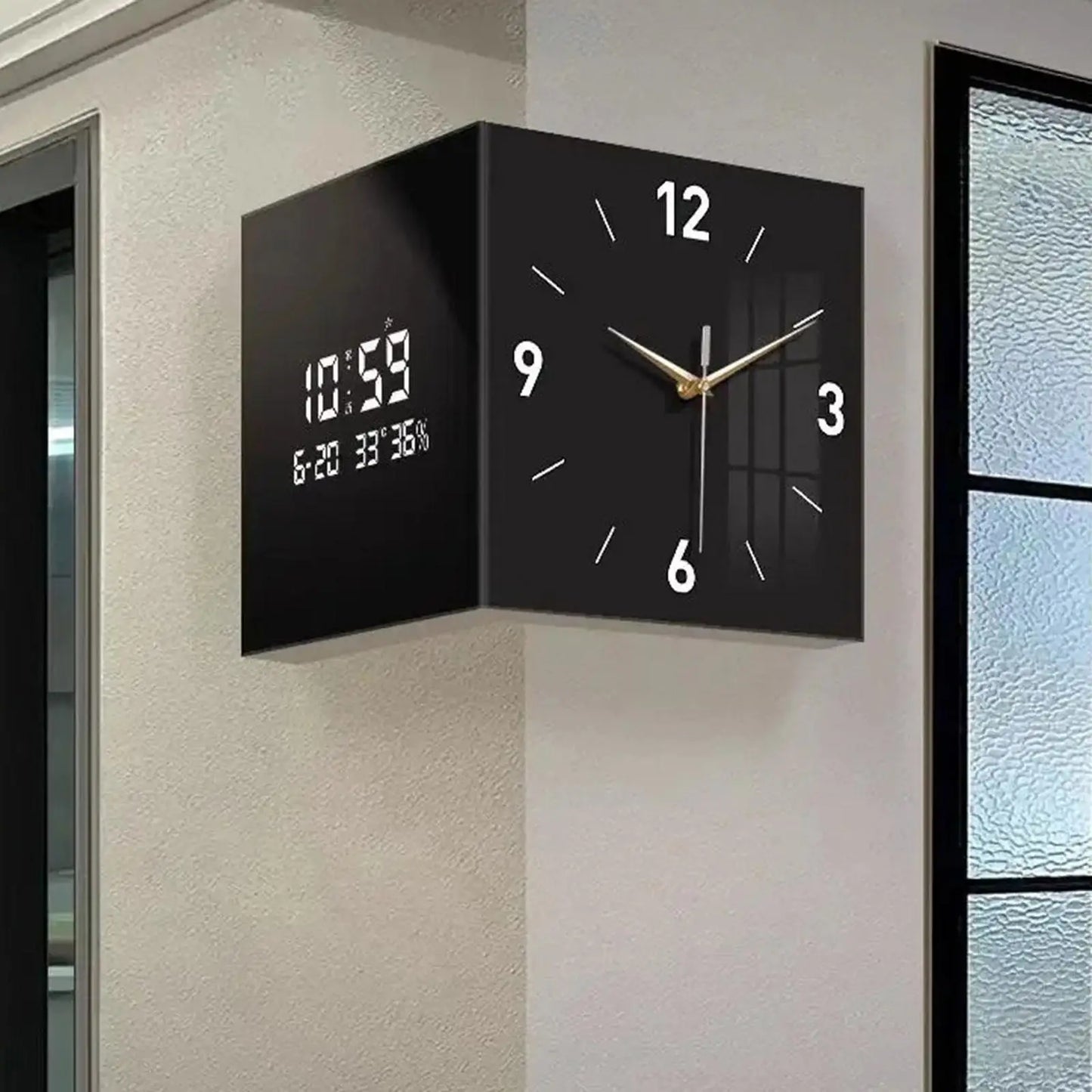 Corner Clock Easy to Read Double Sided Wall Clock Decorative Scenery Wall Corner Clock for Farmhouse Bedroom Home Decoration