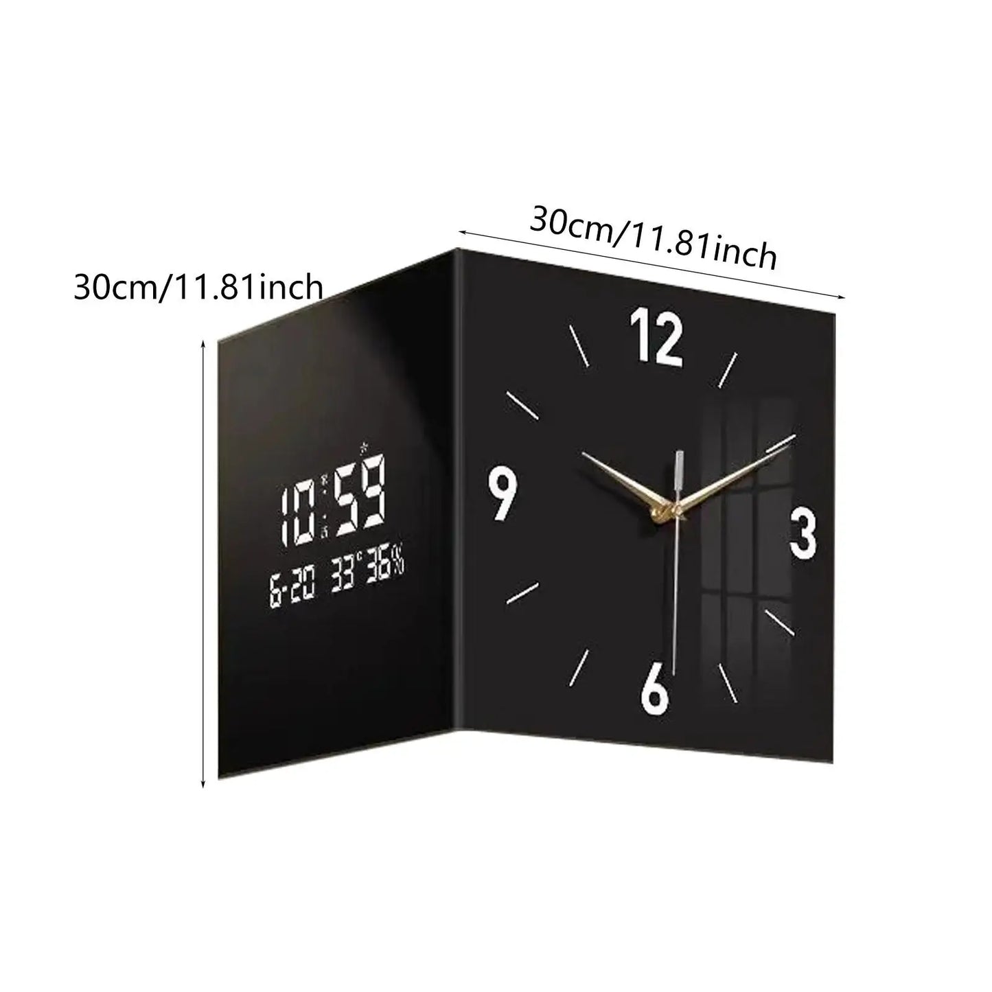 Corner Clock Easy to Read Double Sided Wall Clock Decorative Scenery Wall Corner Clock for Farmhouse Bedroom Home Decoration