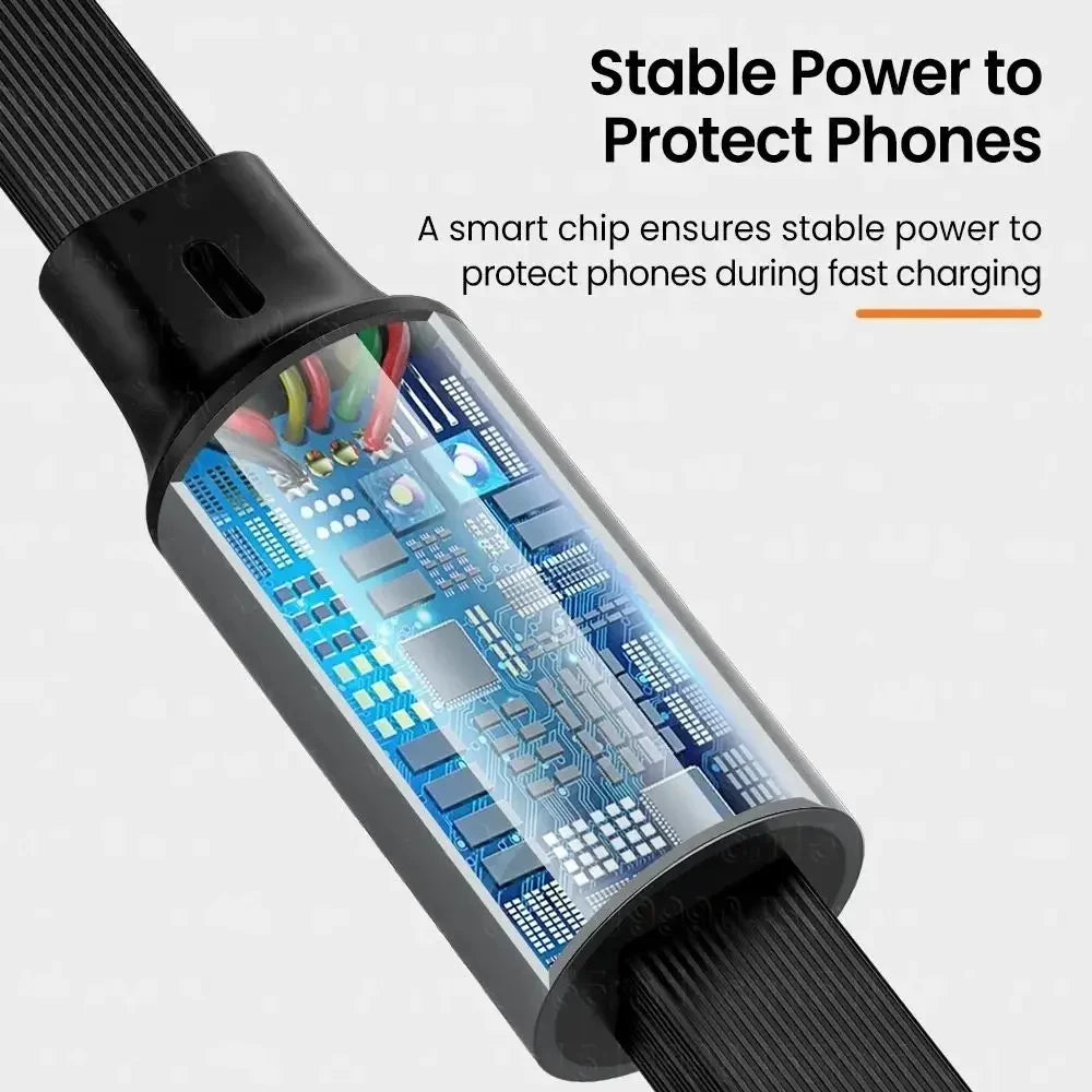 3in1 Retractable 6A 100W USB Cable for iPhone 14 13 12- USB To 8 pin/Type C/Micro Fast Charge Cable for Huawei Data Cable