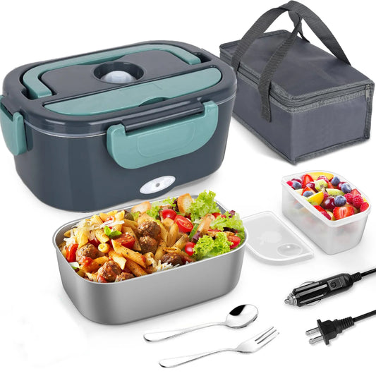 Electric Lunch Box: 12V/24V/110V Portable Food Warmer with 1.5L Leakproof Stainless Container & Insulated Bag for Car/Home
