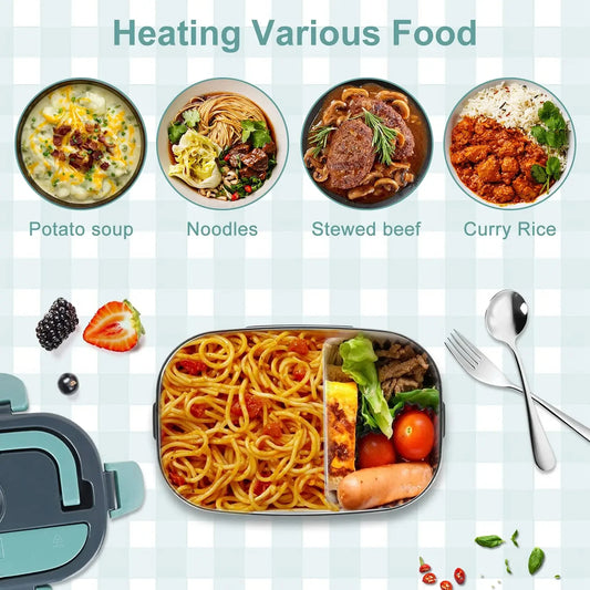 Electric Lunch Box: 12V/24V/110V Portable Food Warmer with 1.5L Leakproof Stainless Container & Insulated Bag for Car/Home