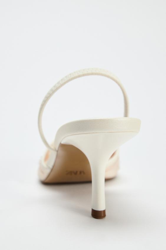 ZARA EMBROIDERED MESH SLINGBACKS